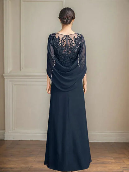 A-Line Scoop Floor-Length Mother of the Bride Dress