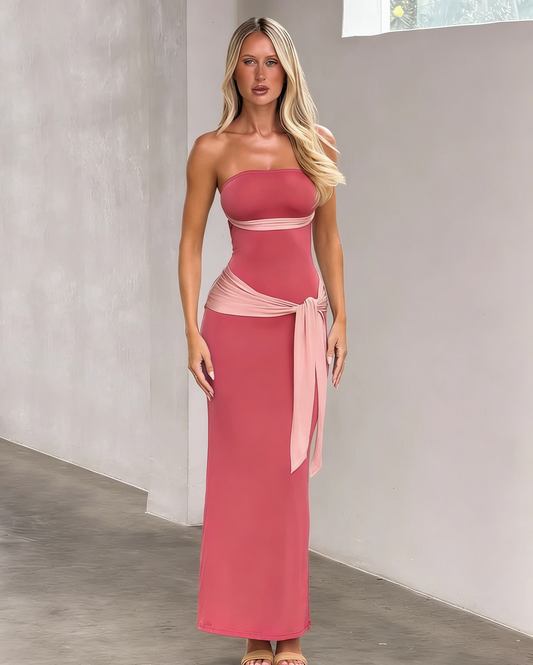 Tube Top Sleeveless Ankle Length Sheath Prom Dress