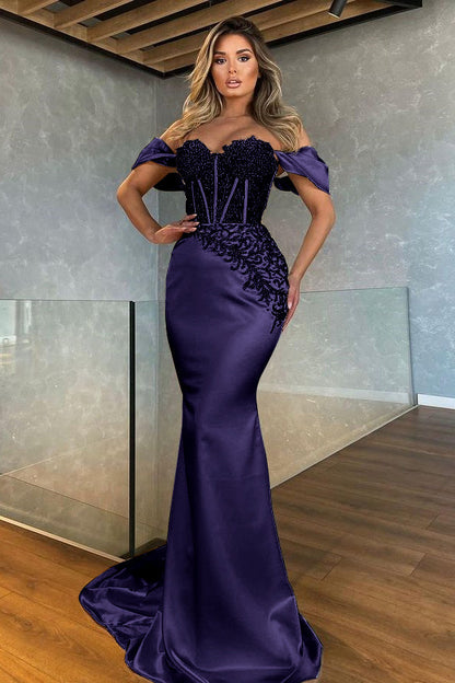 White Sweetheart Off the Shoulder Mermaid Evening Dress