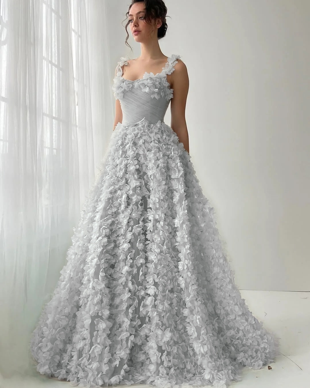 Square Neck Spaghetti Straps Sleeveless Long A-Line Prom Dress