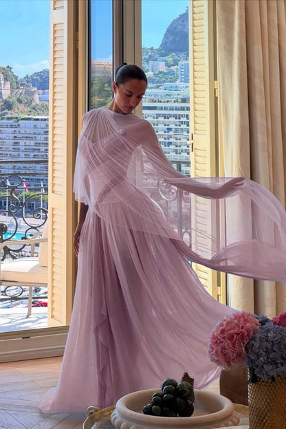 Strapless Sleeveless Long A Line Prom Dress With Pleated Tulle