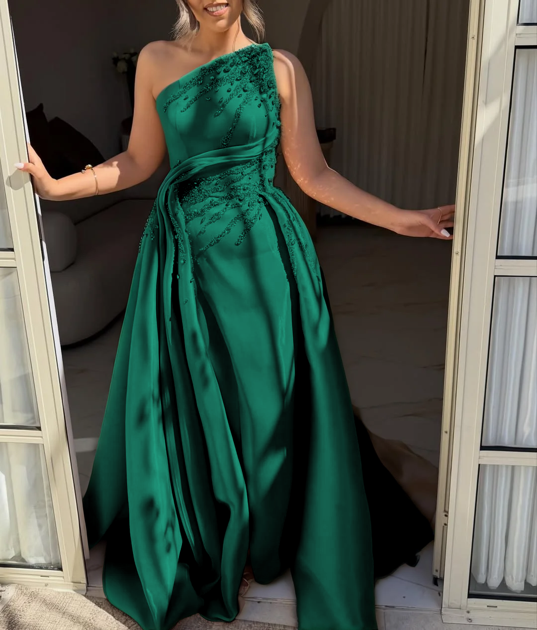 A-Line Rhinestone Sleeveless Evening Dress