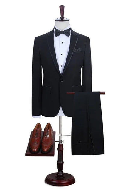 Elegant Black Prom Attire With One Button New Online For Men