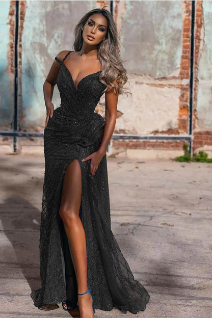 Royal Blue Off the Shoulder Sleeveless Evening Dress