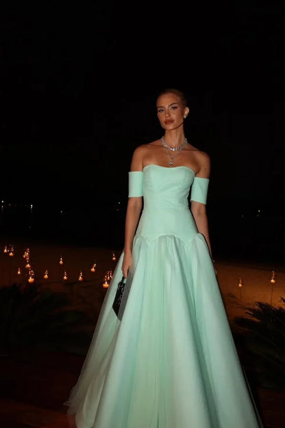 Elegant Strapless A-Line Mint Green Prom Dress