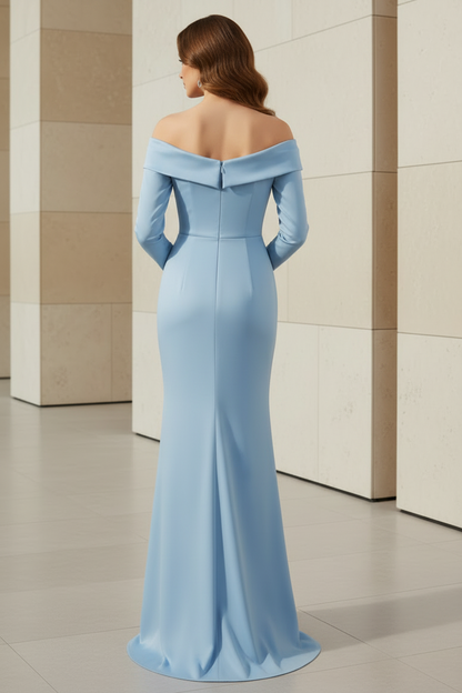 Off-the-shoulder Long Sleeve Pleated Bodycon Dress