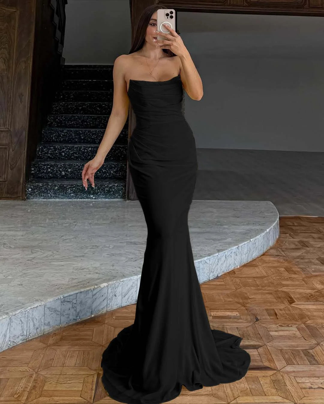 Elegant Yellow Chiffon Mermaid Long Prom Dress