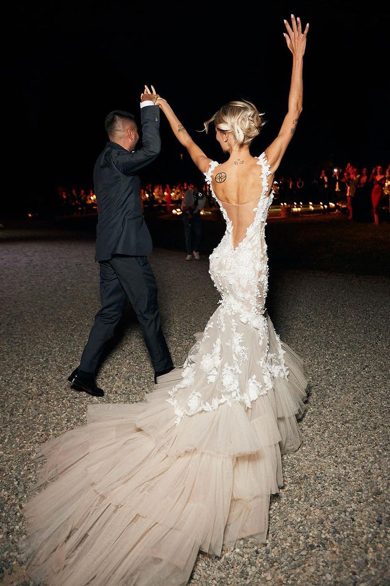 Mermaid Sweetheart See Through Lace Wedding Dress