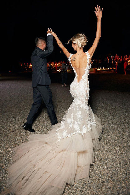 Mermaid Sweetheart See Through Lace Wedding Dress