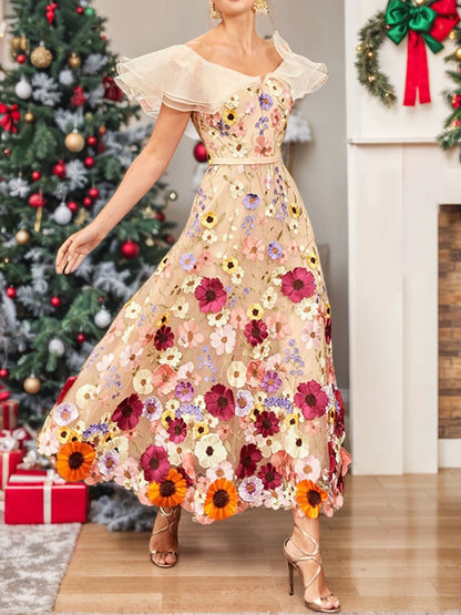 Princess Cocktail Party Dresses Ankle-Length With Embroidery Flowers