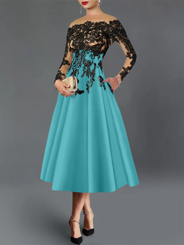 A-Line Illusion Neck Cocktail Dress
