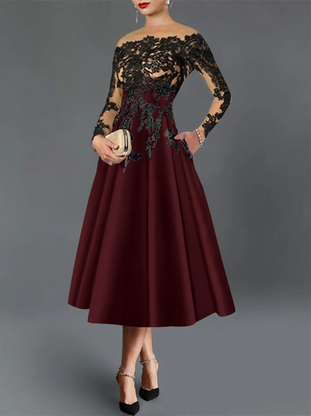 A-Line Illusion Neck Cocktail Dress
