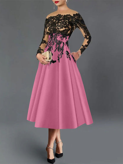 A-Line Illusion Neck Cocktail Dress