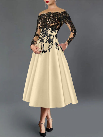 A-Line Illusion Neck Cocktail Dress