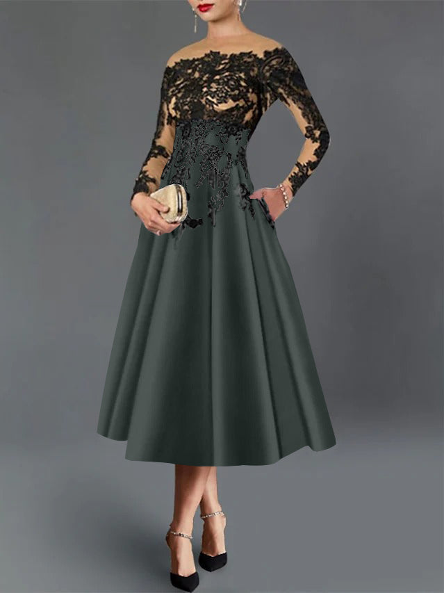 A-Line Illusion Neck Cocktail Dress