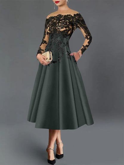 A-Line Illusion Neck Cocktail Dress