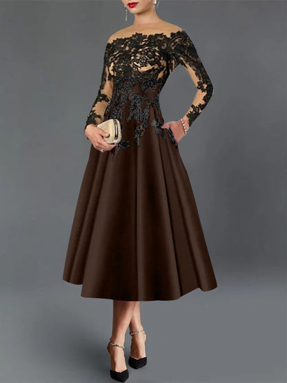A-Line Illusion Neck Cocktail Dress