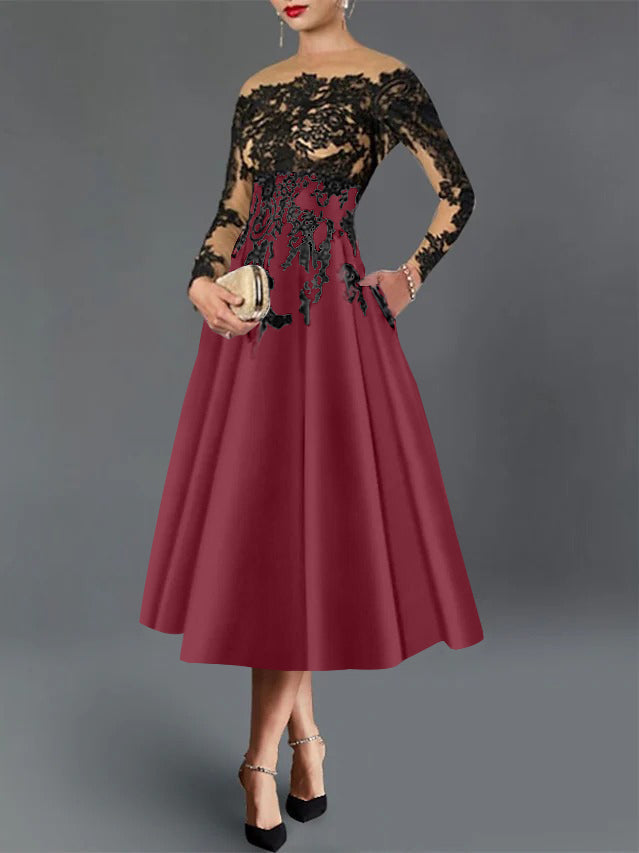 A-Line Illusion Neck Cocktail Dress