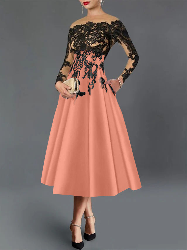 A-Line Illusion Neck Cocktail Dress