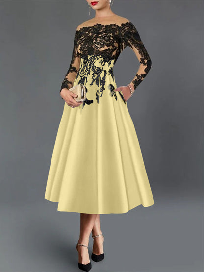 A-Line Illusion Neck Cocktail Dress