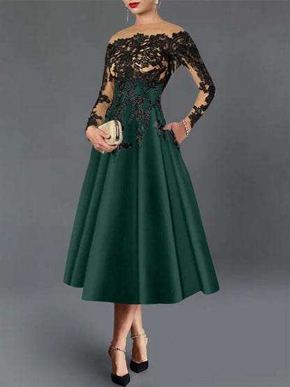 A-Line Illusion Neck Cocktail Dress