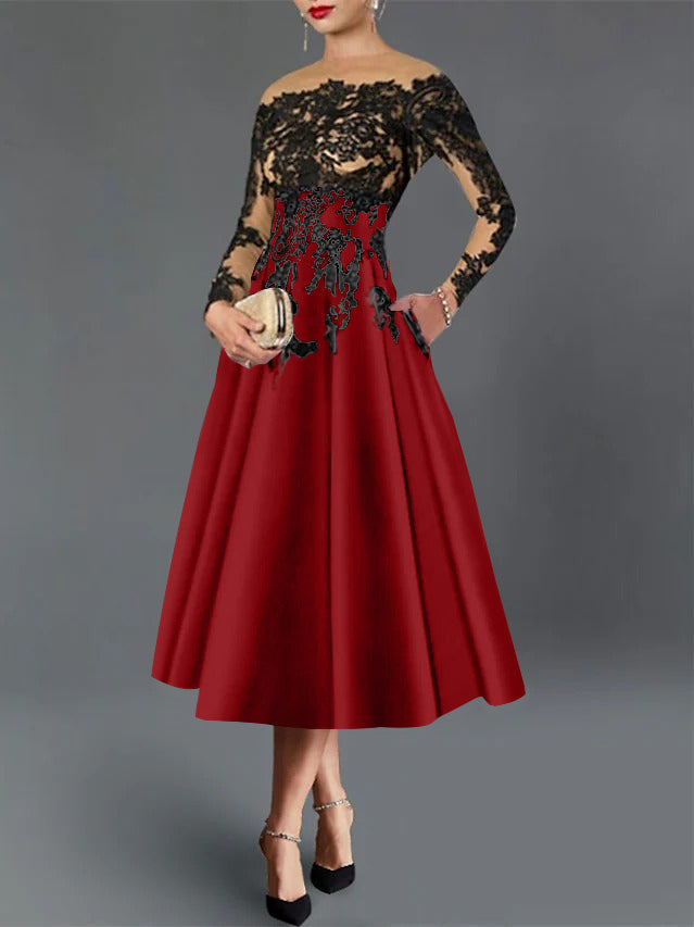 A-Line Illusion Neck Cocktail Dress