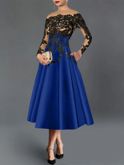 A-Line Illusion Neck Cocktail Dress