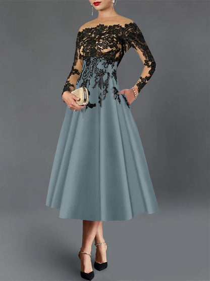 A-Line Illusion Neck Cocktail Dress