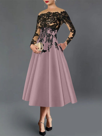 A-Line Illusion Neck Cocktail Dress