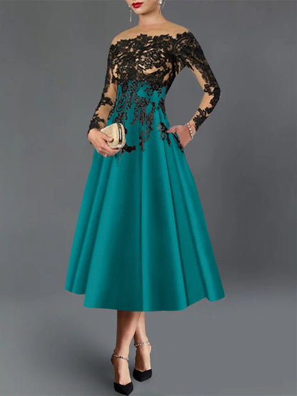 A-Line Illusion Neck Cocktail Dress