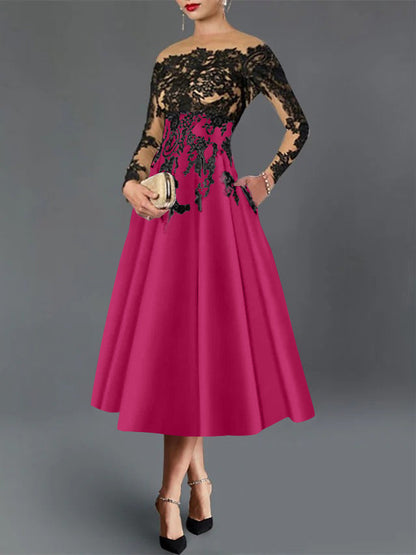 A-Line Illusion Neck Cocktail Dress