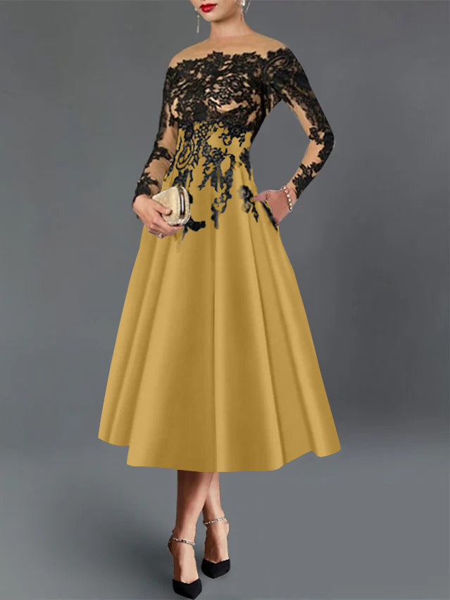 A-Line Illusion Neck Cocktail Dress