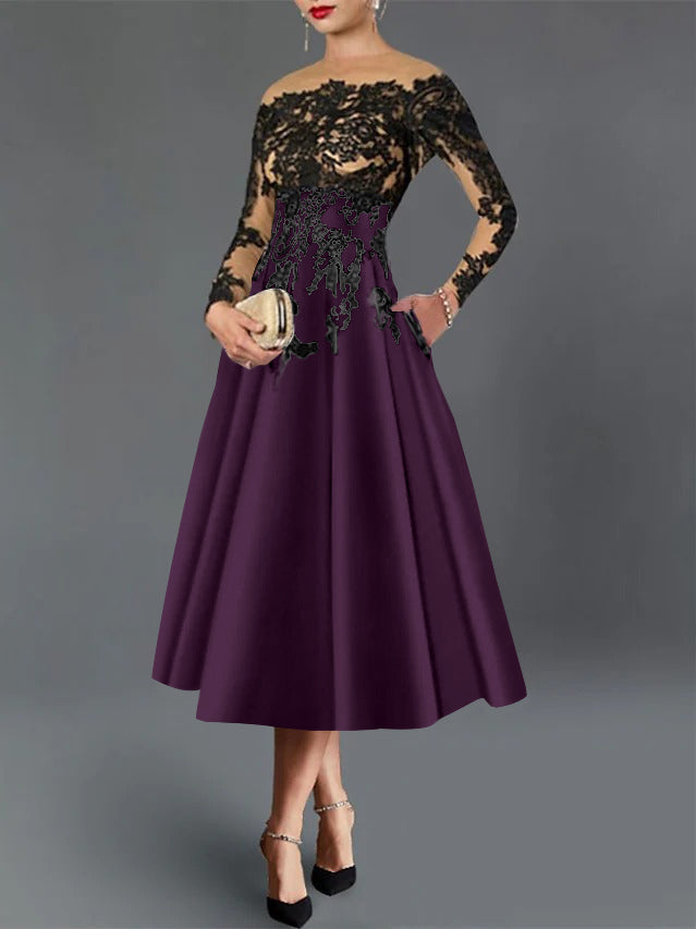 A-Line Illusion Neck Cocktail Dress