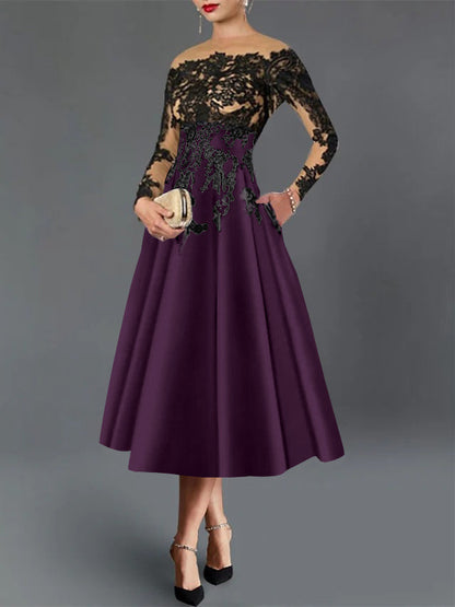 A-Line Illusion Neck Cocktail Dress