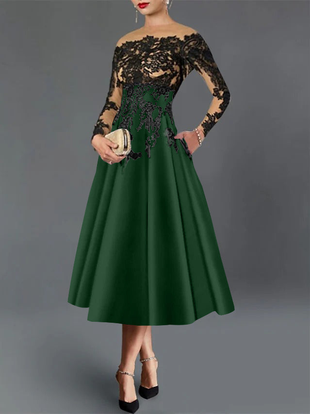A-Line Illusion Neck Cocktail Dress