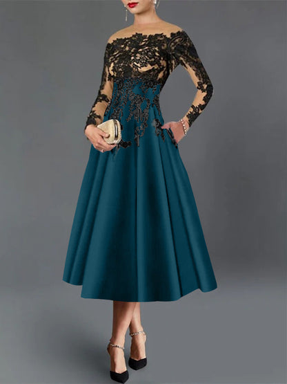 A-Line Illusion Neck Cocktail Dress
