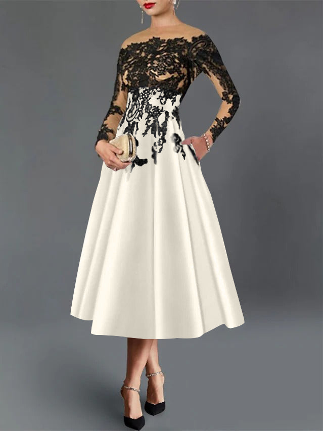 A-Line Illusion Neck Cocktail Dress