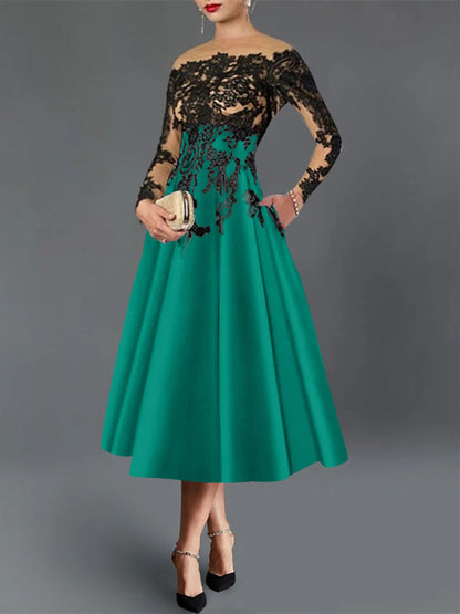 A-Line Illusion Neck Cocktail Dress