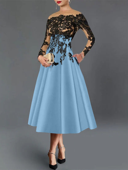 A-Line Illusion Neck Cocktail Dress