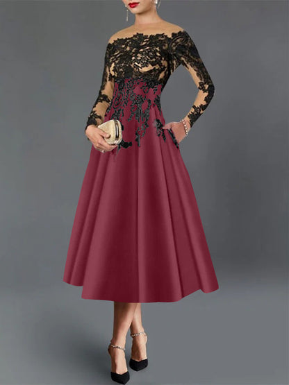 A-Line Illusion Neck Cocktail Dress