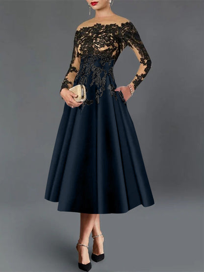 A-Line Illusion Neck Cocktail Dress