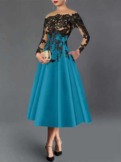 A-Line Illusion Neck Cocktail Dress