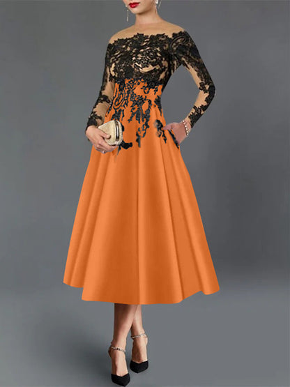 A-Line Illusion Neck Cocktail Dress