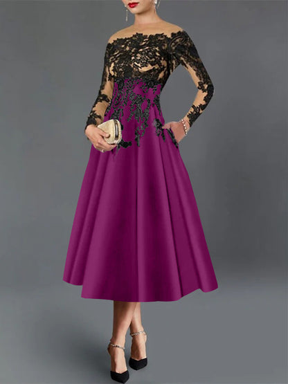 A-Line Illusion Neck Cocktail Dress