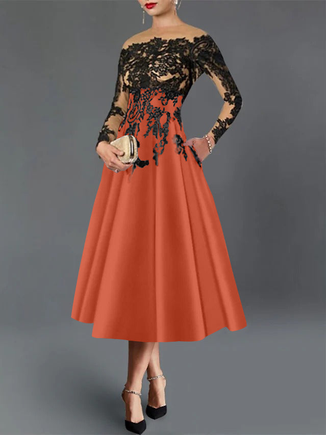 A-Line Illusion Neck Cocktail Dress