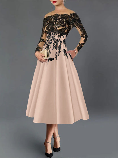 A-Line Illusion Neck Cocktail Dress