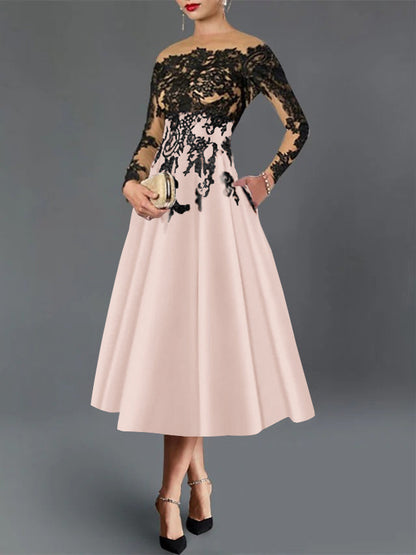 A-Line Illusion Neck Cocktail Dress