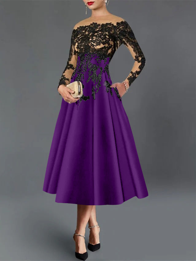 A-Line Illusion Neck Cocktail Dress