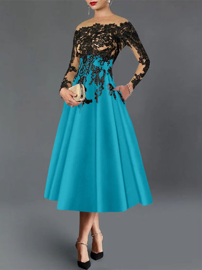 A-Line Illusion Neck Cocktail Dress
