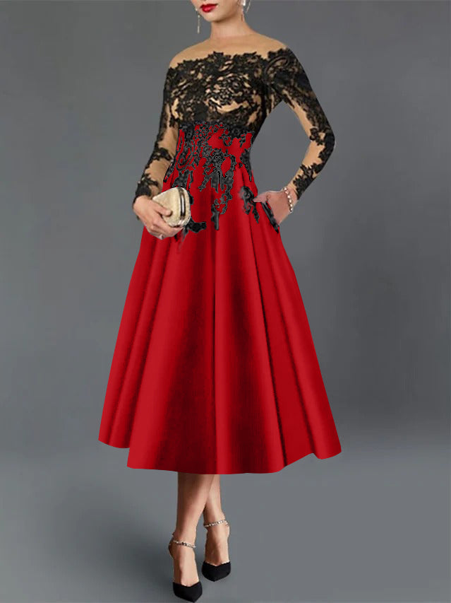 A-Line Illusion Neck Cocktail Dress